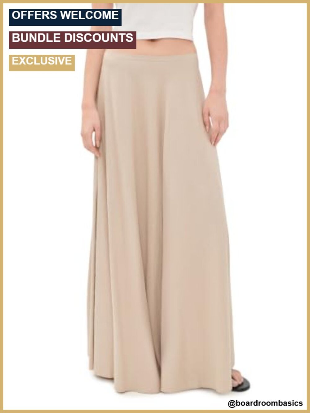 Linen Blend Maxi Skirt with Side Zip